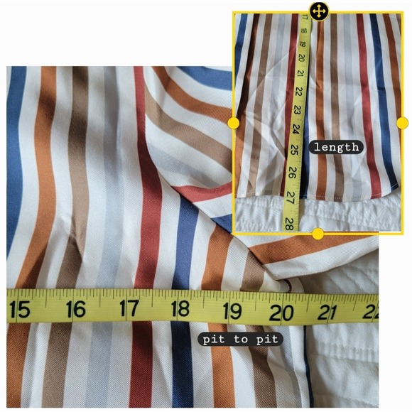 Lafayette 148 Silk Multicolored Vertical Striped Button Down Blouse Shirt Small - Picture 7 of 9
